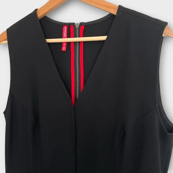 Spanx The Perfect Sleeveless Jumpsuit LARGE Black Smoothing Flare Leg - Picture 2 of 7